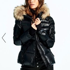 SAM. Blake Fur-Trim Puffer Down Jacket jet black
